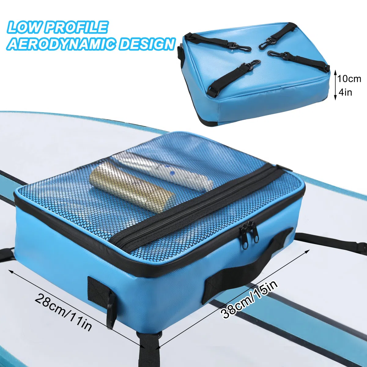 Sup Deck Cooler Bag - Borsa da ponte impermeabile, manico laterale, tracolla, tasca superiore in rete, accessori per il ponte
