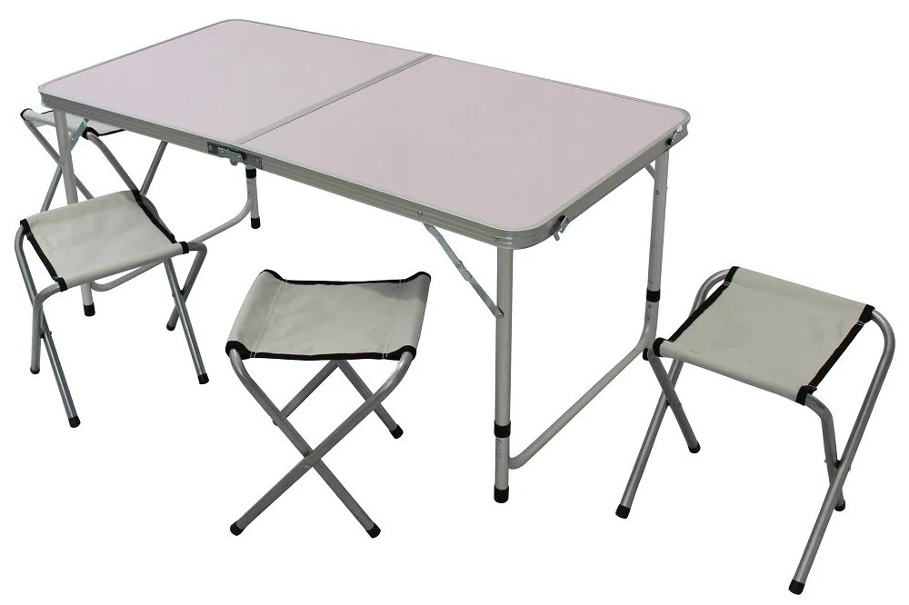 BAKAJI Tavolo Camper Campeggio Picnic Alluminio Pieghevole a valigetta per spiaggia o giardino (120 x 60cm)