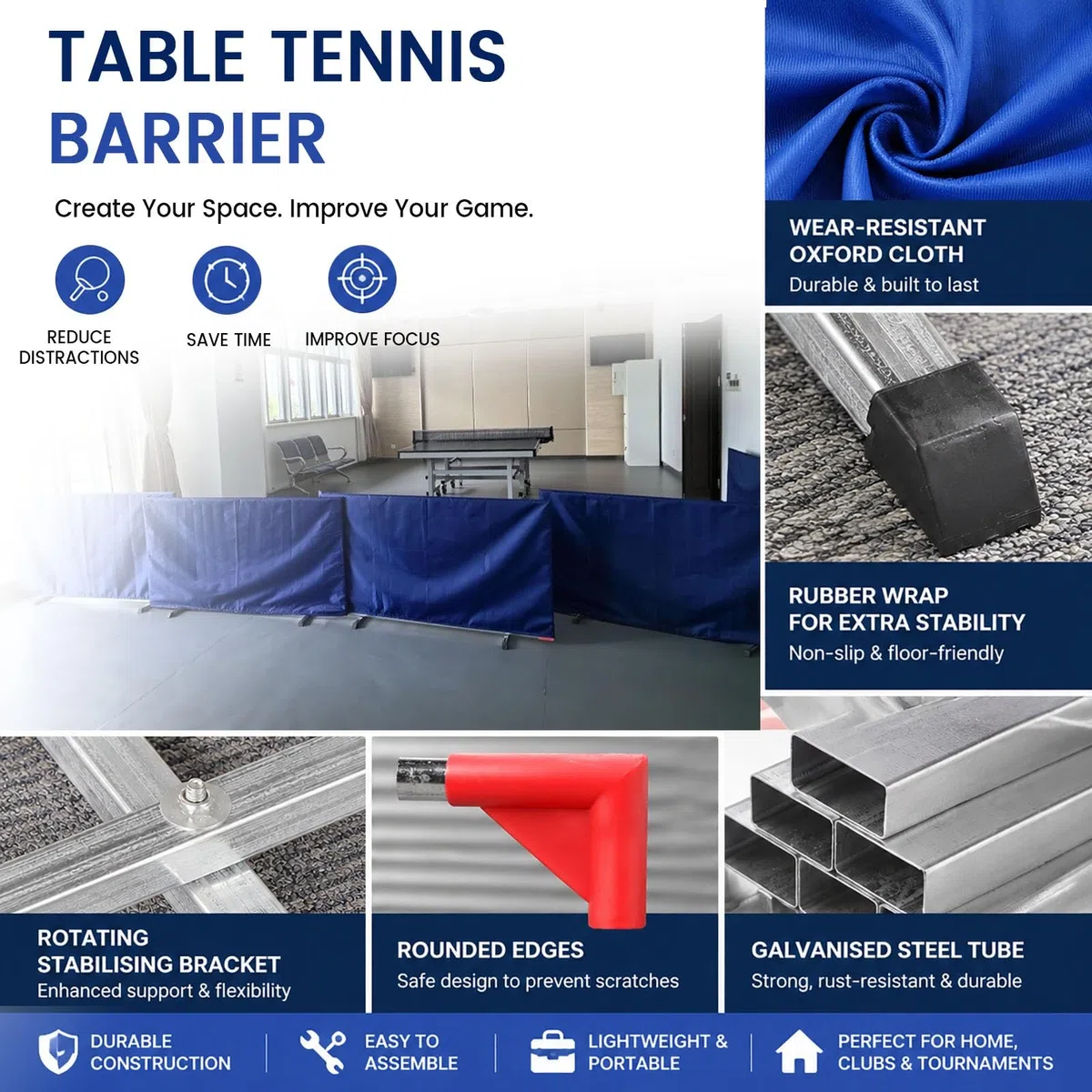 JYHHCYS Barriera Tennistavolo Separatore Palline Ping Pong | Divisorio Stabile Per Campo Da Ping Pong Per Uso In Allenamento, Pieghevole