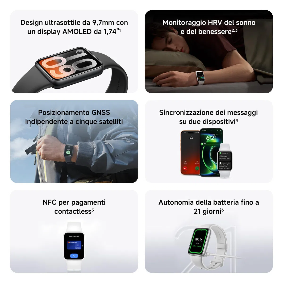 XIAOMI Smart Band 10 Pro NFC, Fitness Tracker Uomo Donna, Bianco | AMOLED 1,74'', algoritmo sonno migliorato, batteria 21 giorni, Android e iOS, 150+ modalità sport, GNSS, 5ATM