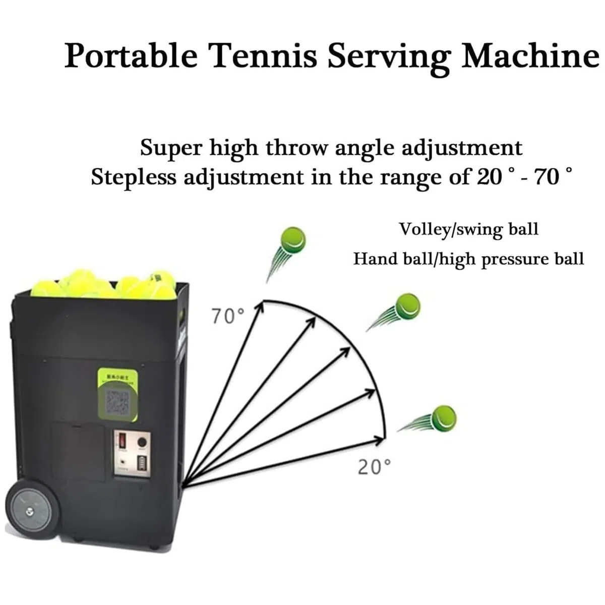 Macchina automatica per palline da tennis con velocità regolabile e capacità elevata per pratica e allenamento da soli