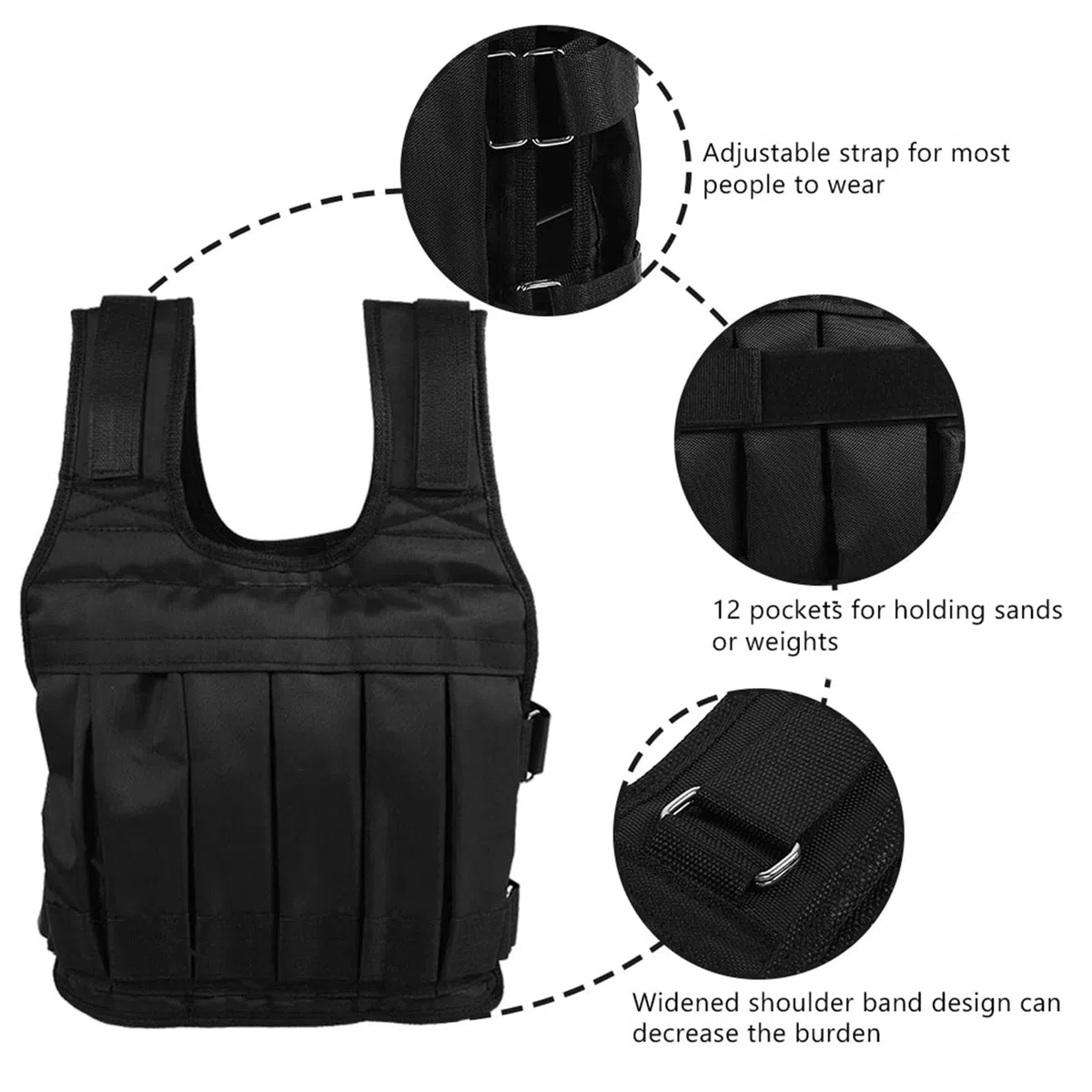 Gilet con Pesi Regolabile Gilet per Allenamentoa Forza 50 kg Giacca da Allenamento Tessuto Oxford Assorbimento degli Urti per Allenamento Fitness Allenamentoa Forza Atleti
