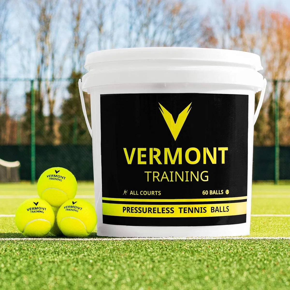 FORZA Vermont Palline Tennis Da Allenamento [60 Palline] | Senza Pressione Per Lunga Durata - Ad Alta Visibilità Per Tutte Le Superfici Di Gioco - Allenatori, Scuole E Club