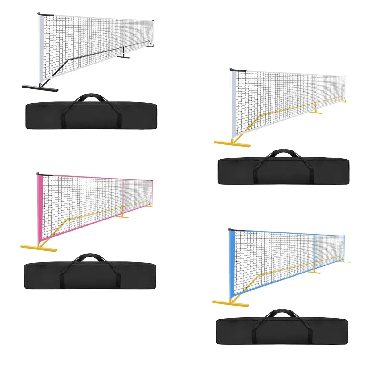 Rete da pickleball Set di rete da pickleball portatile con supporto in metallo, tennis staccabile 22 piedi for campo, vialetto, prato, gioco al chiuso e all'aperto