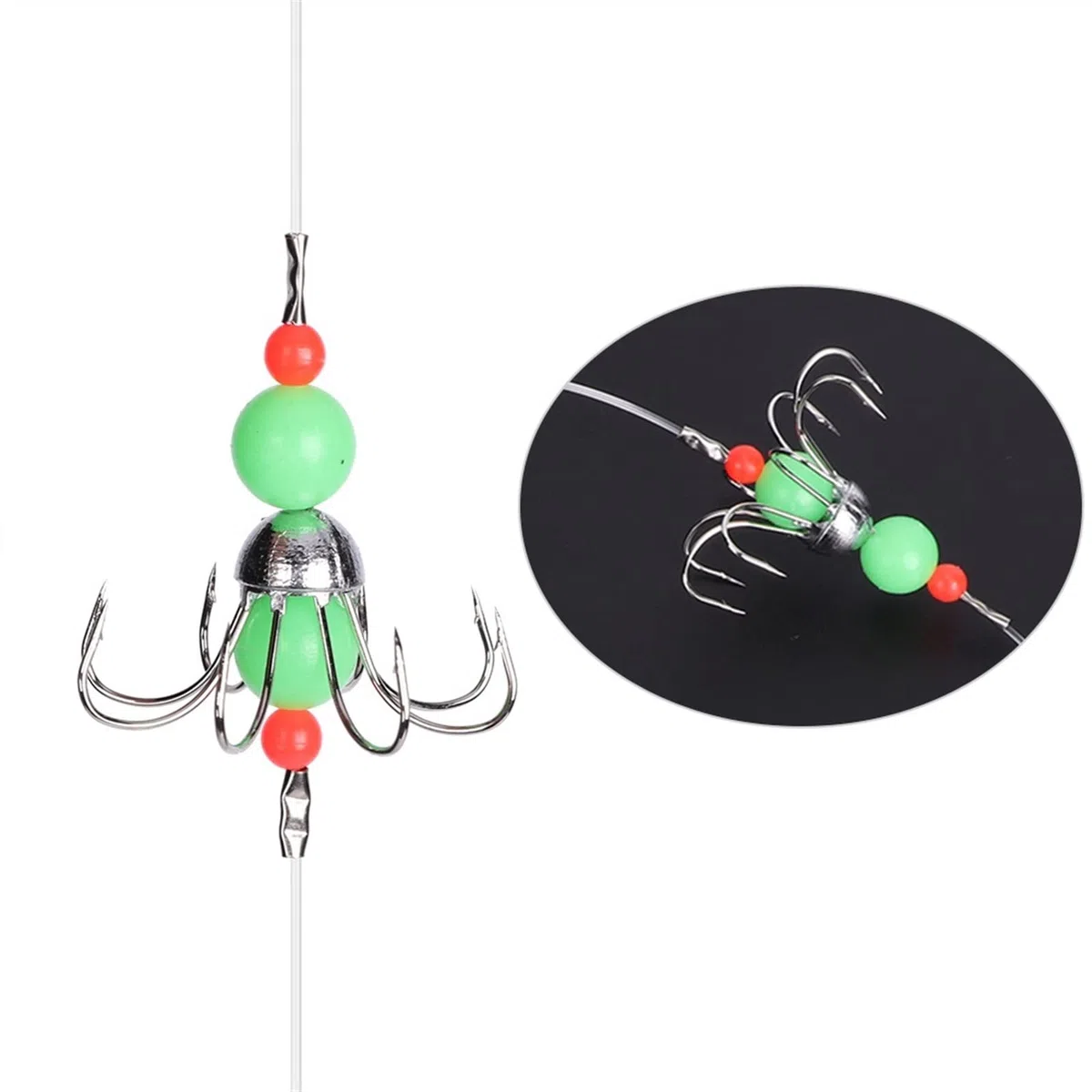 Ami da Pesca Luminoso Calamari Stringa Gancio Polpo Amo da Pesca 8 Artigli Spinato Amo da Pesca Fluorescenza Notte Amo da Pesca Linea Affronta Accessori Gancio da Pesca