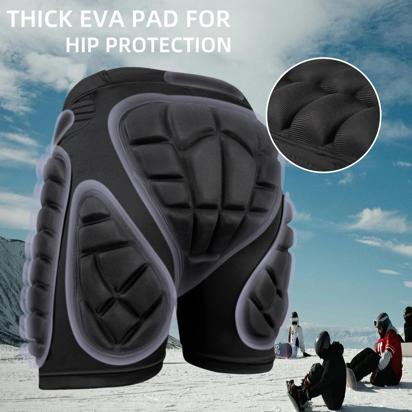 Cienfy Protezione per i fianchi 3D EVA Butt Pads Pantaloncini protettivi imbottiti, protezione antiurto per sci, pattinaggio, snowboard e skateboard