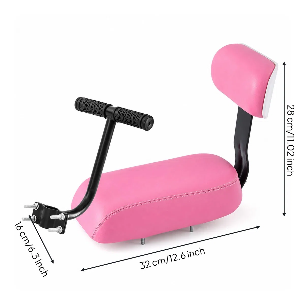Cuscino Posteriore con Schienale Morbido Seggiolino Posteriore da Bici Impermeabile per Bicicletta, Passeggiate per, Rosa, Cuscino Con Schienale + Bracciolo