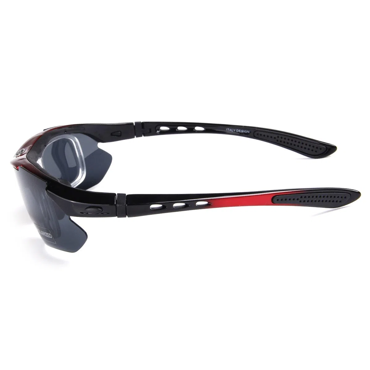 BaiTe Unisex – Occhiali da sole sportivi per adulti, rosso e nero.