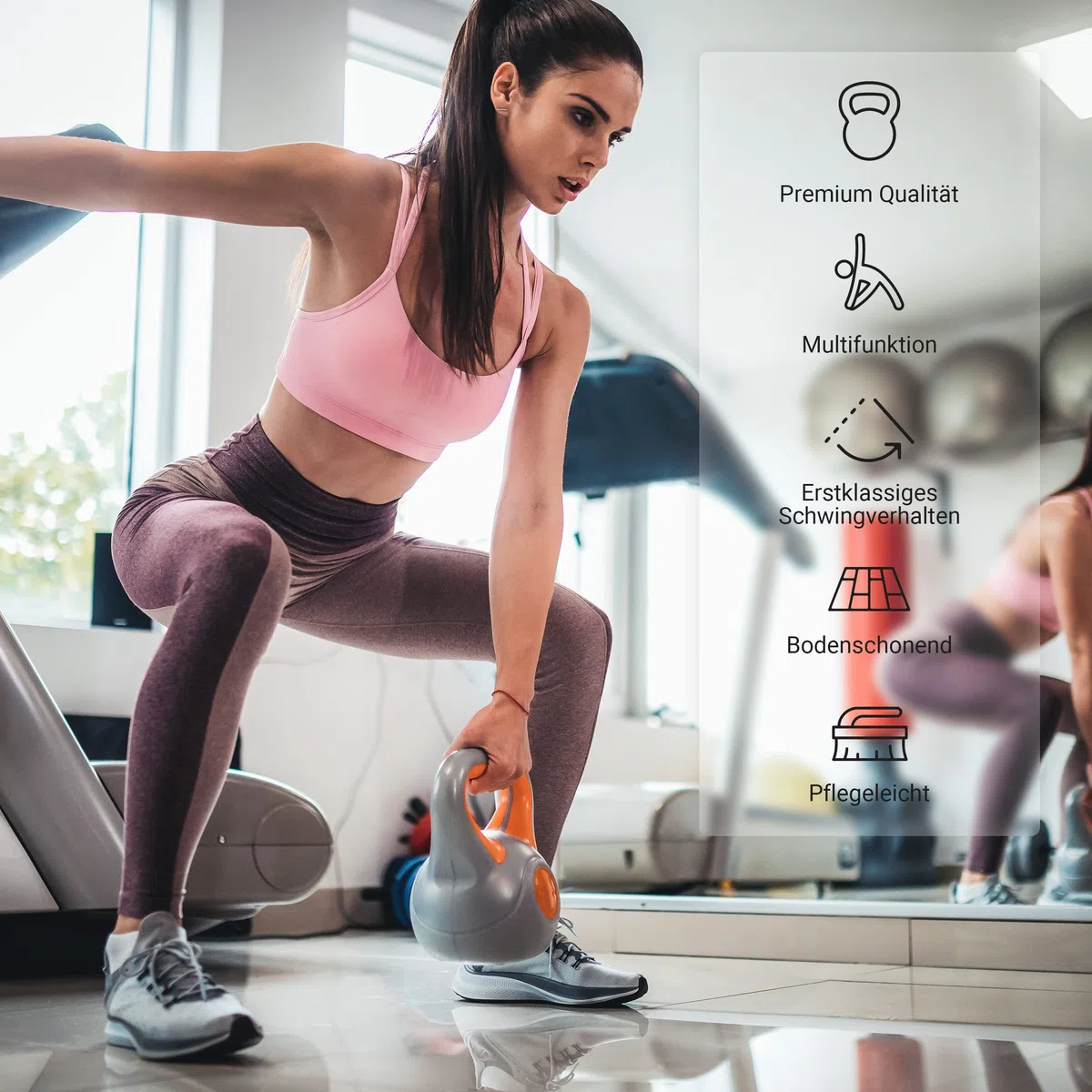 MSPORTS - Kettlebell da 2 – 20 kg, con poster degli esercizi da eseguire, 18 kg – nero