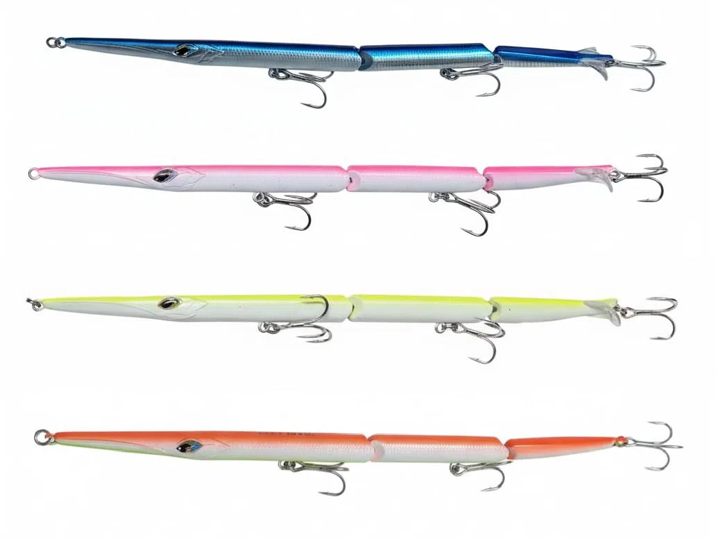 Kit 4 PZ Jointed Garfish 255 Esca Artificiale Aguglia Snodata Pesca Spinning Mare Serra Barracuda