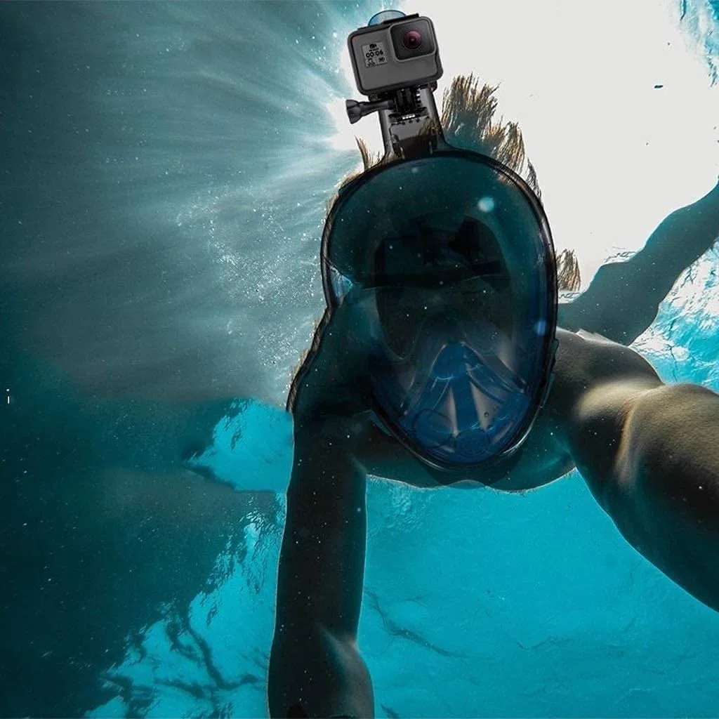 Maschera da Snorkeling Integrale， Maschera Subacquea antiappannamento antiperdita panoramica 180， Maschera da Snorkeling con Supporto per Fotocamera Staccabile，，