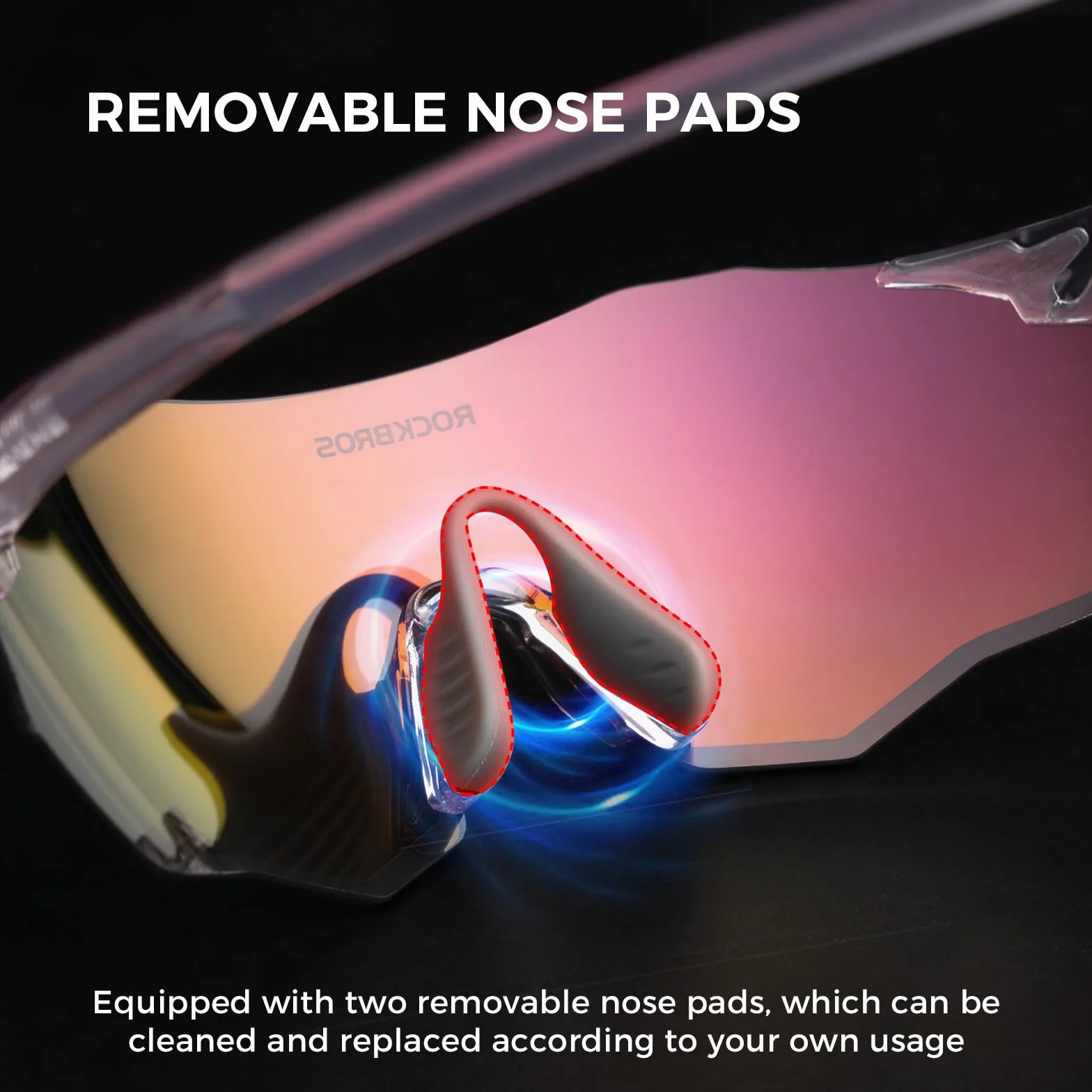 ROCKBROS Occhiali Ciclismo Polarizzati Uomo Donna Senza Montatura | Protezione UV400, Regolabile Leggero Antiscivolo, Occhiali da Sole per Bici MTB Corsa Pesca Guida