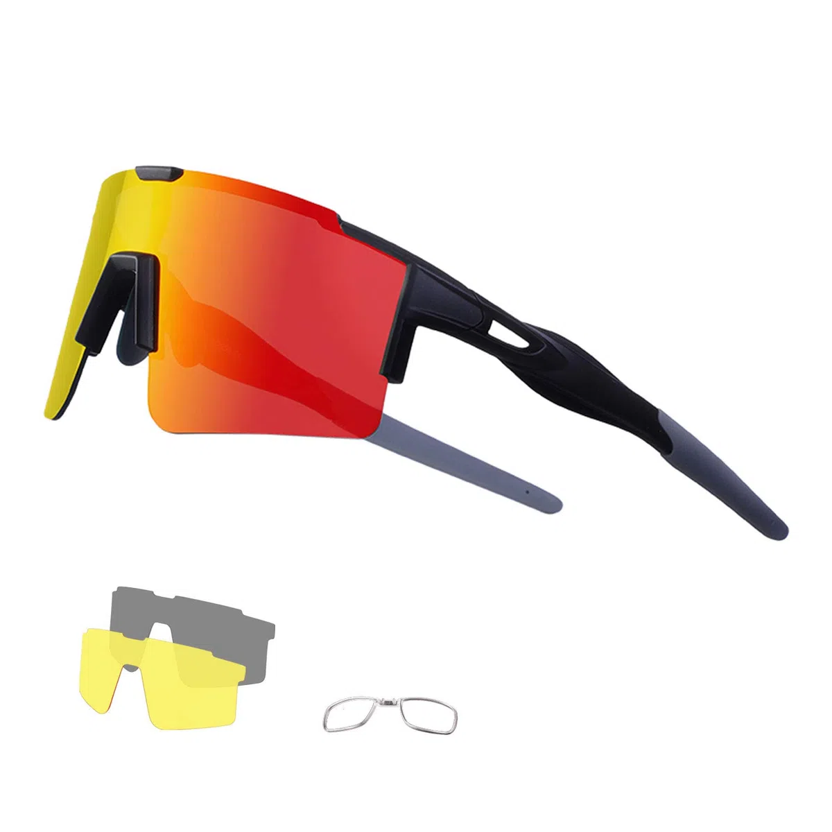 DUDUKING Occhiali da Sole Ciclismo Occhiali MTB Sportivi per Uomo e Donna con 1 o 3 Lenti Colorati Anti-UV Antivento Aviatore Specchio per Ciclismo Guida Pesca Running Golf Bici Moto