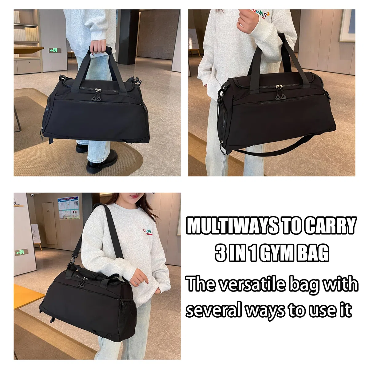 Borsone da palestra per donne e uomini, 31L, borsa da viaggio sportiva con scomparto per scarpe e tasca per capi bagnati, tracolla imbottita per fitness e allenamento, borsa sportiva grande da viaggio