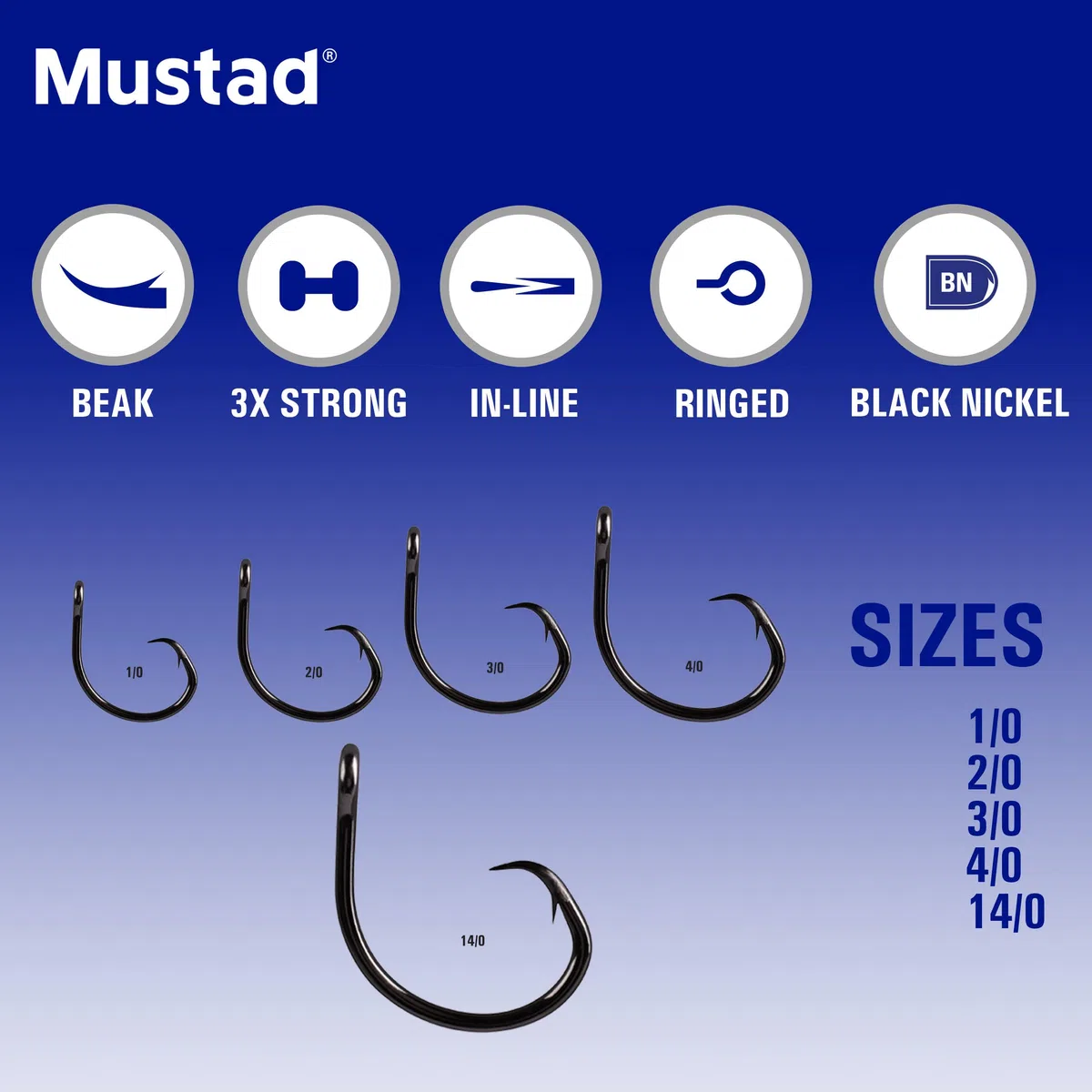 Mustad Demon Perfect Circle Hooks, in linea