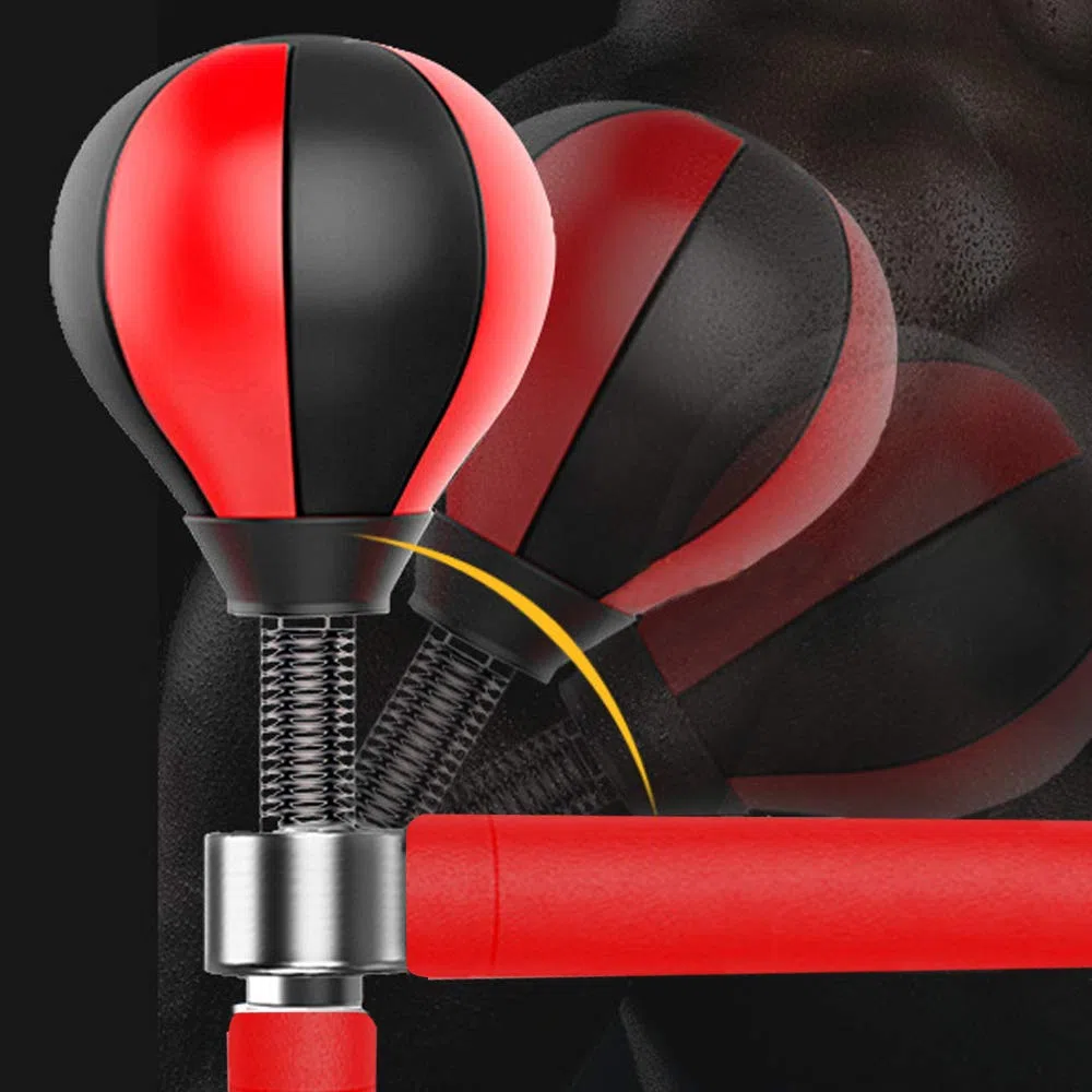 Punching ball, boxing punching kickboxing speed training regolabile in altezza con spinning bar a 360° per allenamento boxe, nero e rosso