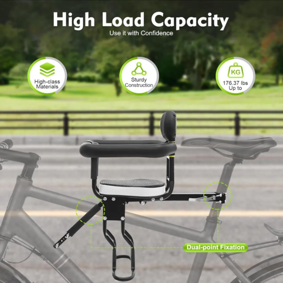 Attacco Seggiolino Bici Bambini Sgancio Rapido Regolabile | Seggiolino per Bambino Montato su Bicicletta per Scooter Montagna Strada Pieghevole Ciclismo Outdoor Viaggio Biking