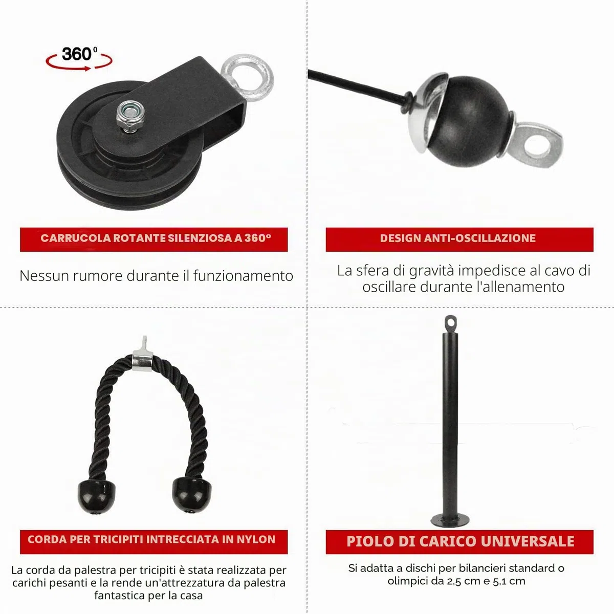 LFJ Carrucola Palestra, Lat Machine Palestra Casa Home Gym Sistema di Puleggia Barra Tricipiti Cavi Pulley Attrezzi per Palestra