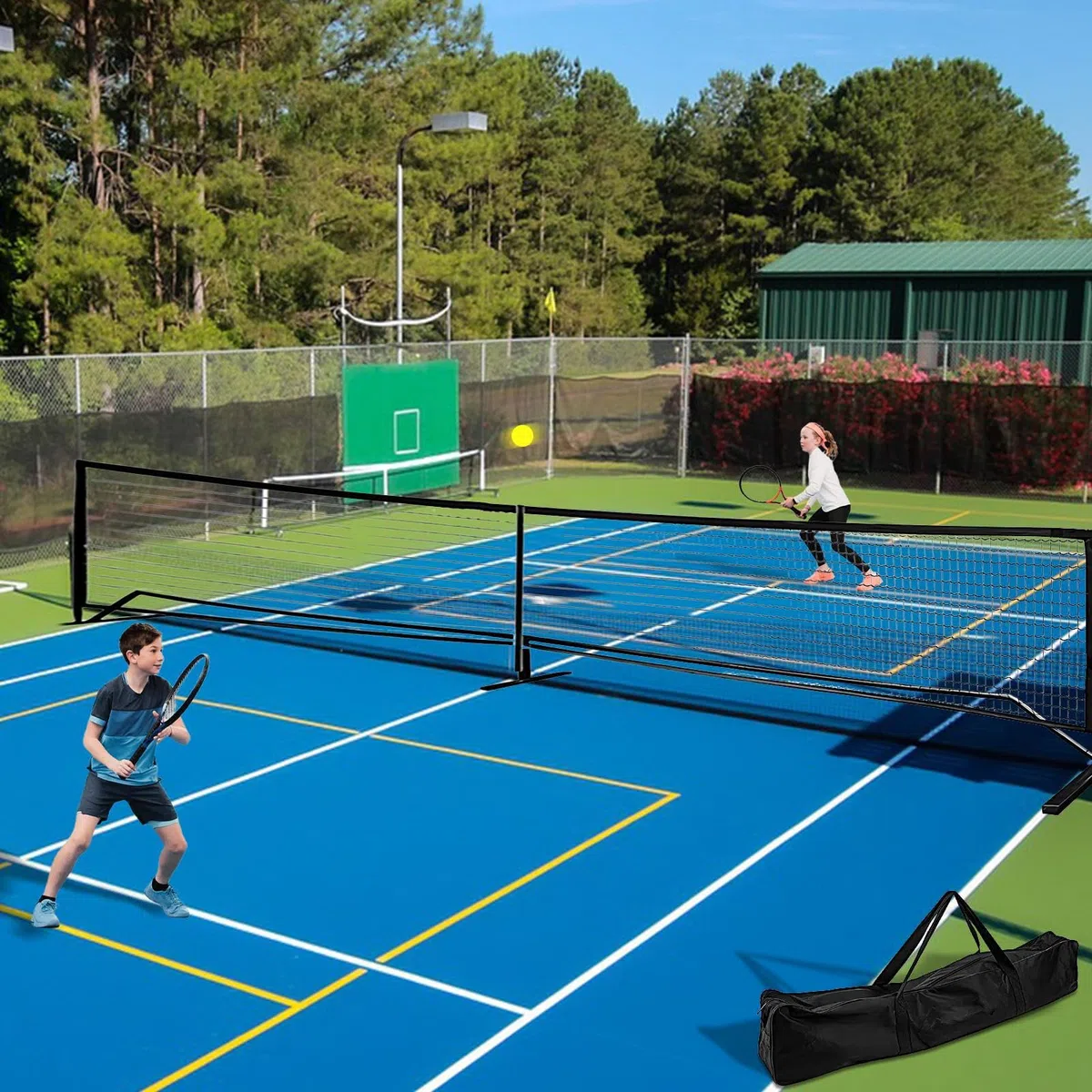 Tennis Net Outdoor – Rete da calcio da 9,5 kg con borsa per il trasporto 22 ft | rete da calcio rimovibile da tennis | rete portatile per il badminton