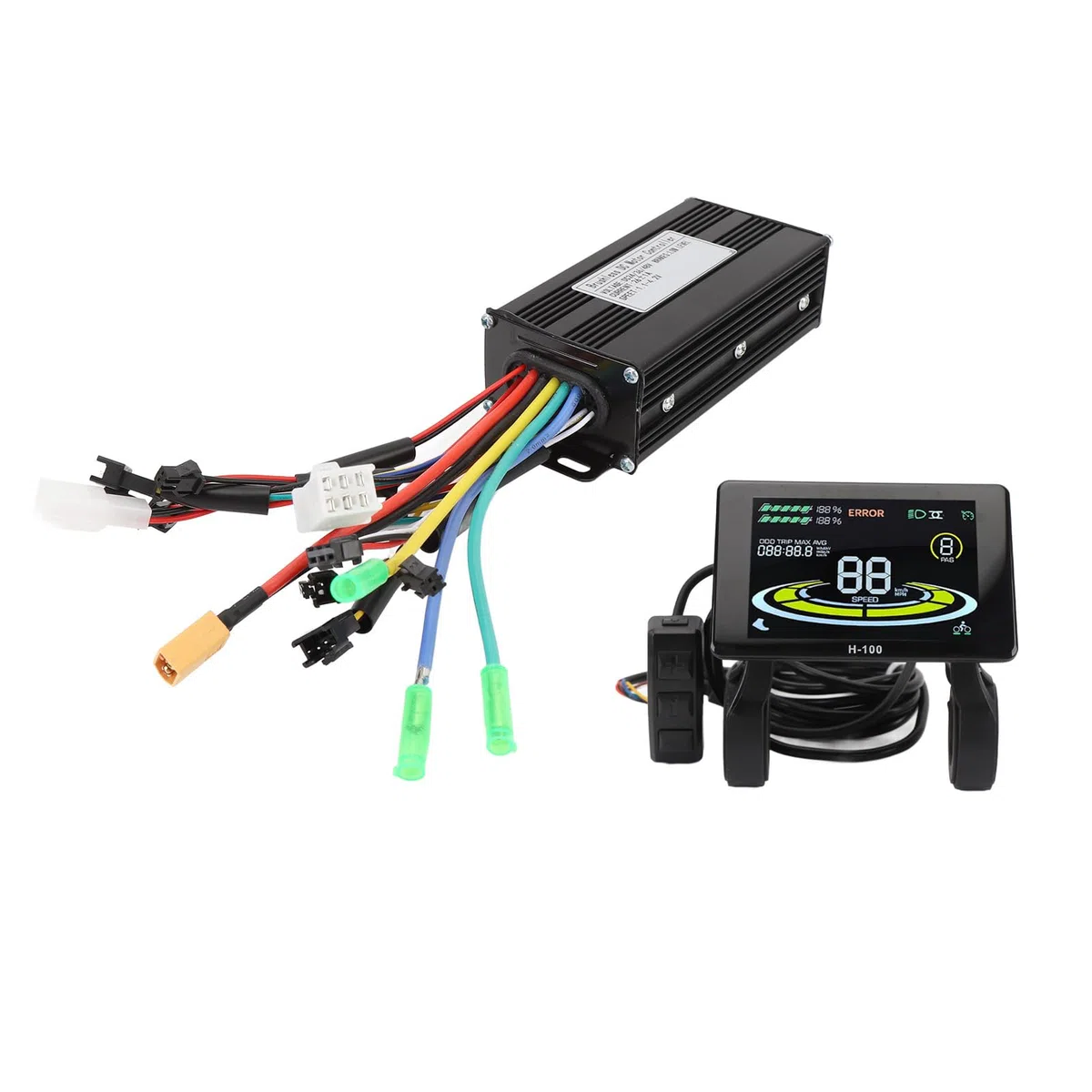 BuyWeek Kit Controller Brushless Onda Sinusoidale, 26A 36V 48V 500W 750W 3 modalità con Pannello LCD H-100 per Bici Elettrica