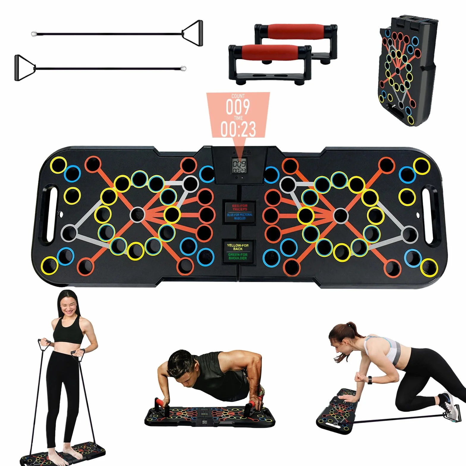 41 in 1 Push Up Rack Board Fitness Gear Power Press Push Up Staffa System Workout Training Gym Esercizio Rack per Body Building Allenamento con Fascia di Resistenza＆Contatore Intelligente