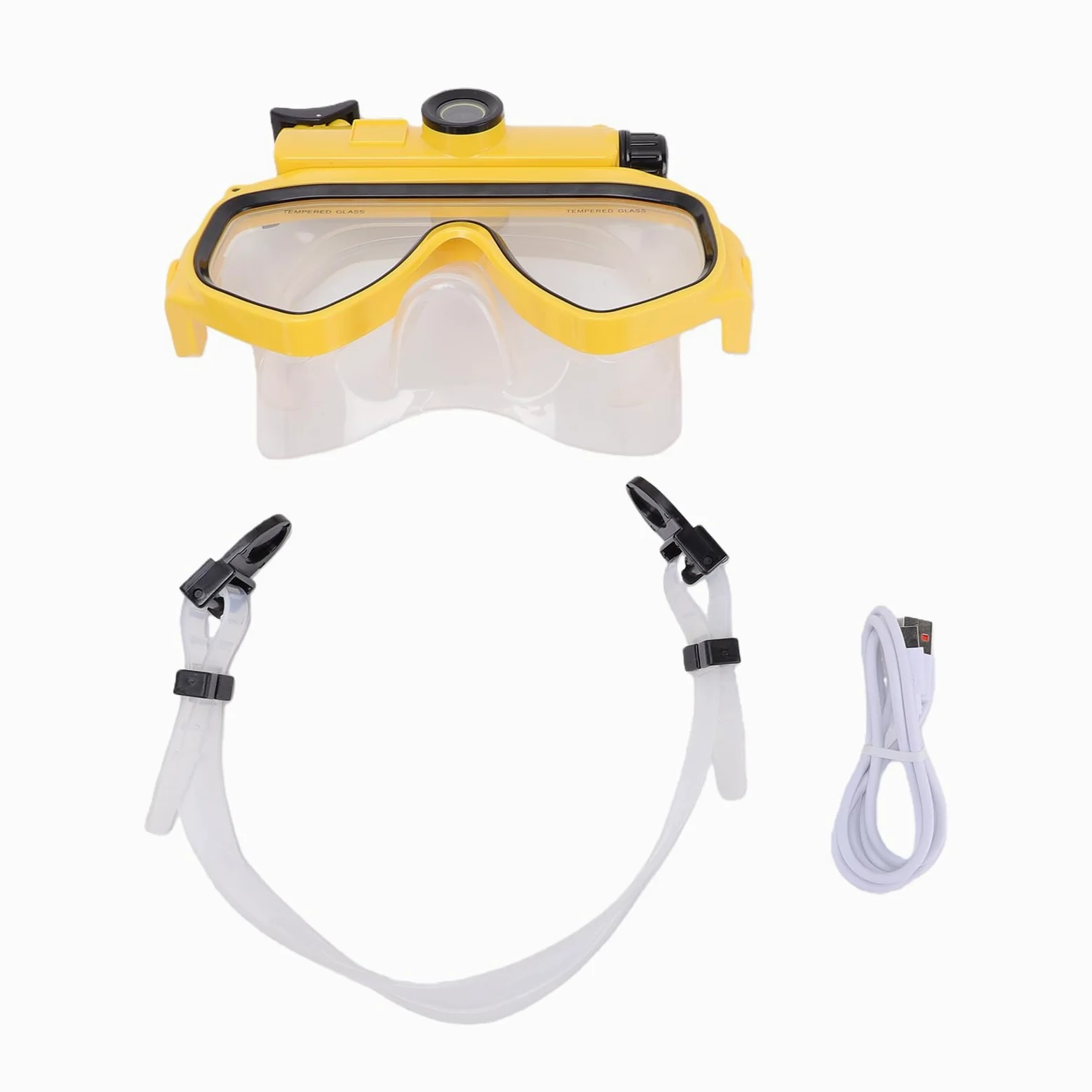 CCYLEZ Maschera Subacquea con Videocamera 2K, Angolo Grandangolare 100° per | Cornice in ABS e Silicone, Impermeabile Fino a 15m, Foto da 50MP, Batteria da 600mAh, Supporto WiFi Tramite app.