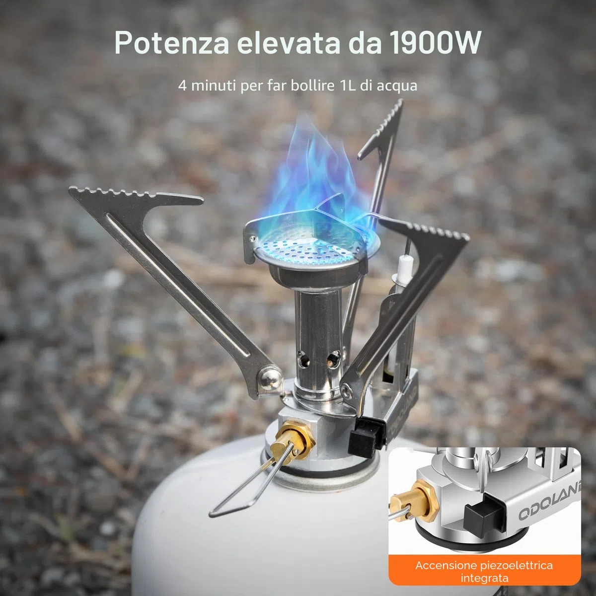 Odoland Kit di pentole da campeggio, 6 pezzi, alluminio, pentola antiaderente, mini fornello, tazza, posate e custodia, design efficiente