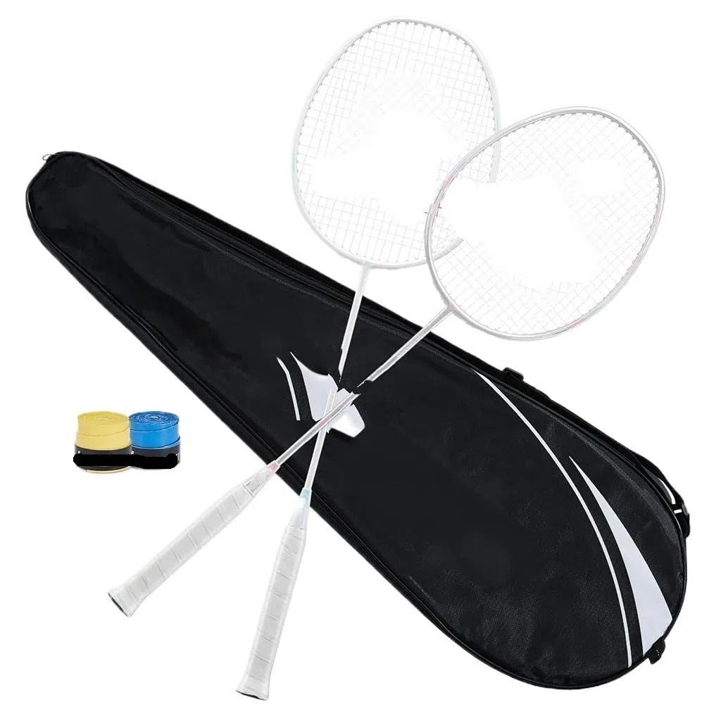 Badminton Set Racchette da Badminton 2 Pezzi/Set con Borsa + overgrip, Set Completo for Allenamento di