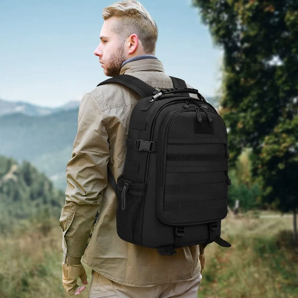VINBAGGE 35L Zaino Tattico Militare Molle Zaino Moto Unisex Multifunzione da Assalto per Caccia Campeggio all'aperto Viaggio Escursionismo,Nero