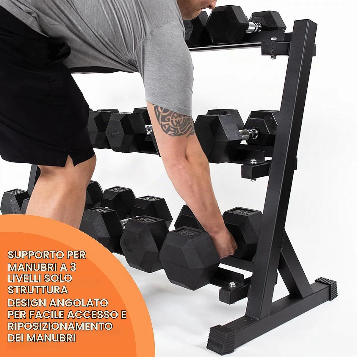 Zlinke Dumbell Rack Multilevel Weight Storage Organizer per Home Gym, peso rack per manubri, kettlebell, 1100LBS