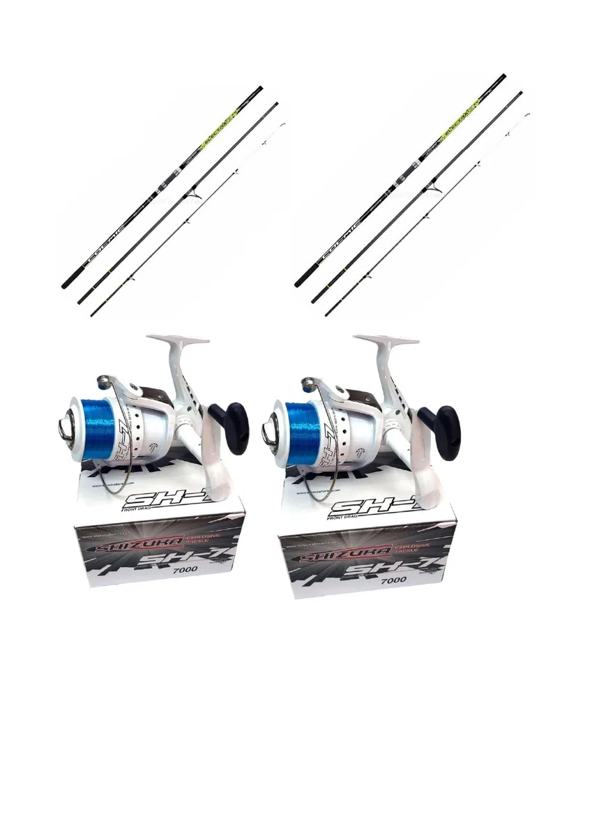 Kit surfcasting 2 canne COLMIC electra 3kw 4,20mt 100-200gr + 2 mulinelli SHIZUKA sk7 7000