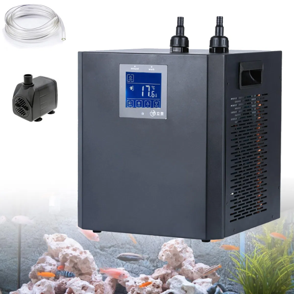 Refrigeratore per acquario, 79 galloni, refrigeratore d'acqua da 1/3 HP per immersioni fredde, sistemas di raffreddamento idroponico per acquario per axolotl, coralli, gamberetti con pompa dell'acqua
