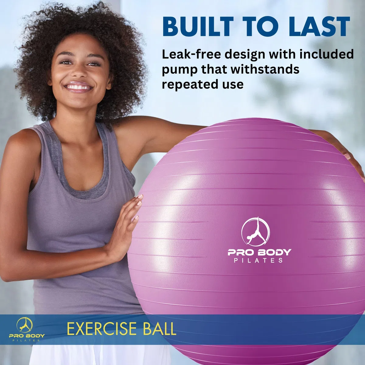 ProBody Pilates Esercizio Palla - Anti-Scoppio Sfera dell'equilibrio di Yoga di Forma Fisica di qualità Professionale 55 cm Viola