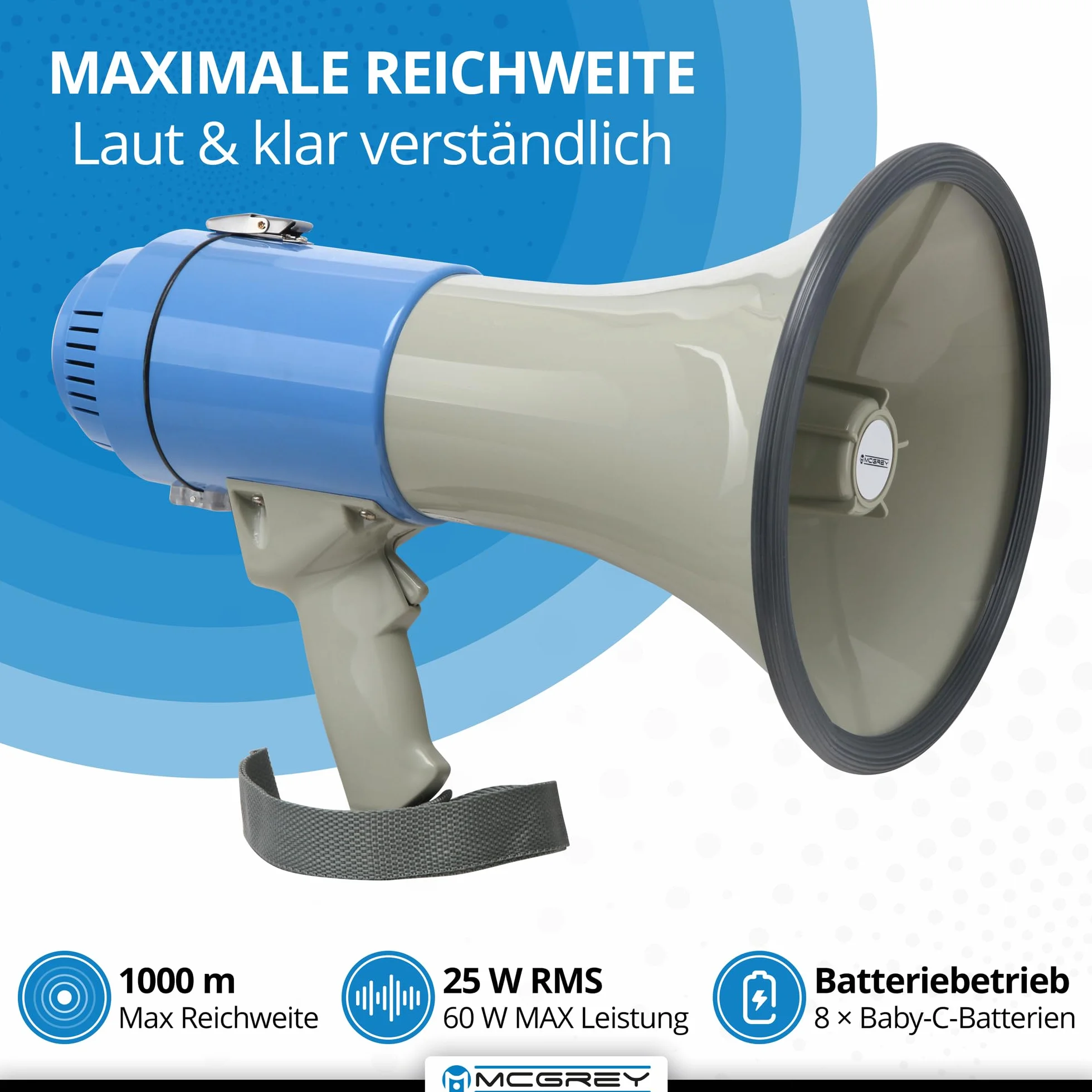 McGrey MP-200S Megafono, max. 60 Watt, 1000m