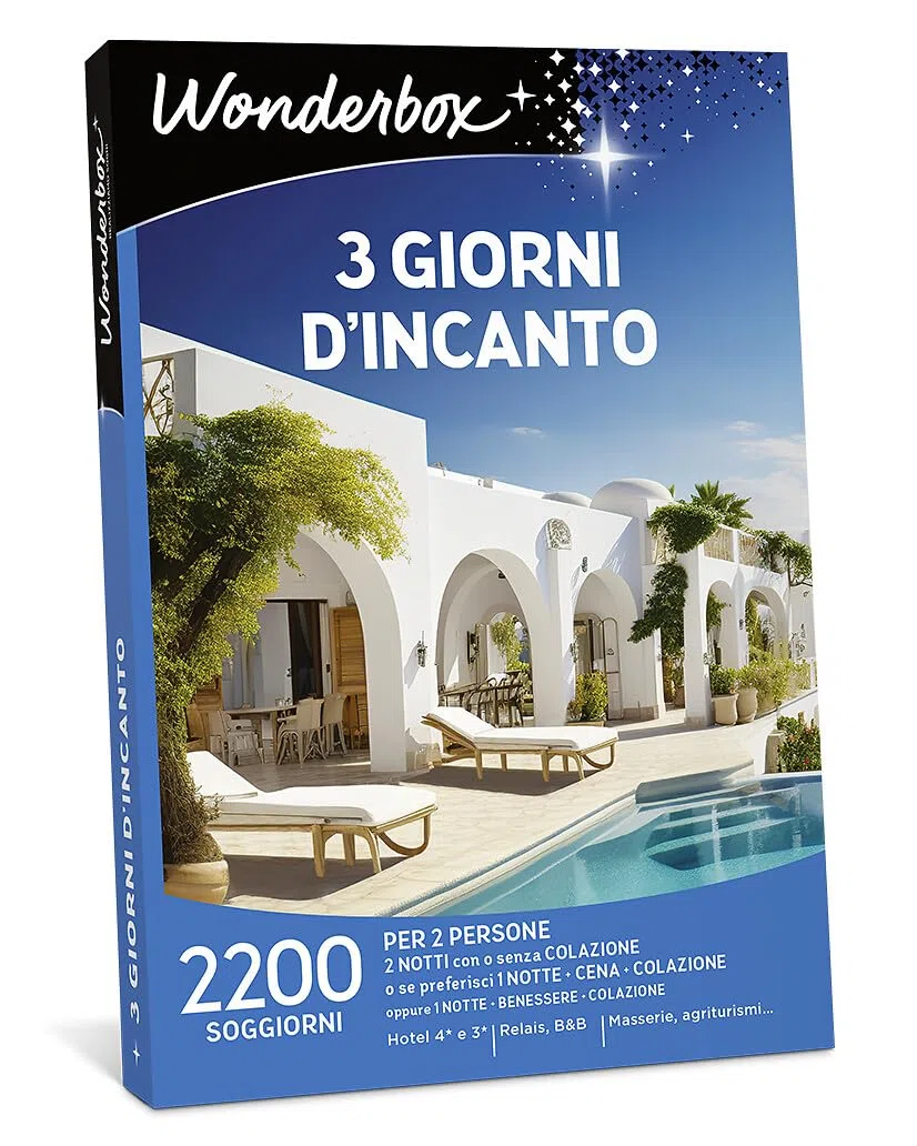 Wonderbox - Cofanetto Regalo - 3 Giorni D'incanto - 800 soggiorni in Hotel a 4 e 3 Stelle - 2 Notti in Città d'Arte- Regali di Coppia O Un Weekend per Due Amici | 2 notti con o senza colazione - Più di 2200 soggiorni - Hotel 4* e 3*, Relais, B&B, masserie