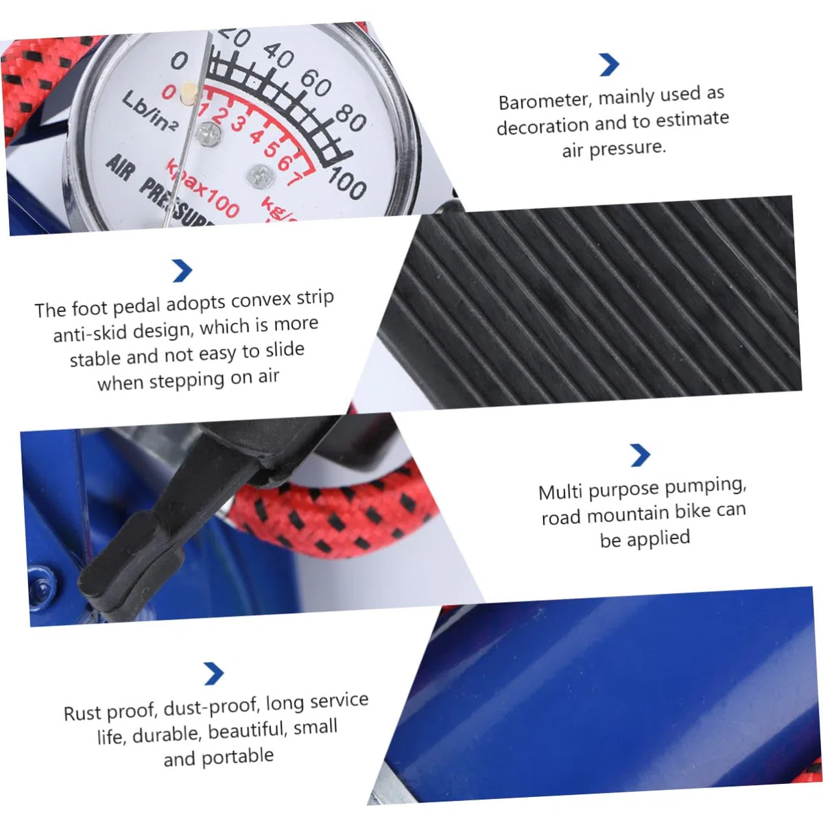 1pezzi Pompa Pneumatica Portatile Per Pneumatici Pompa Piede Alta Pressione Con Manometro Per Auto Biciclette e Leggera e Facile Da Trasportare