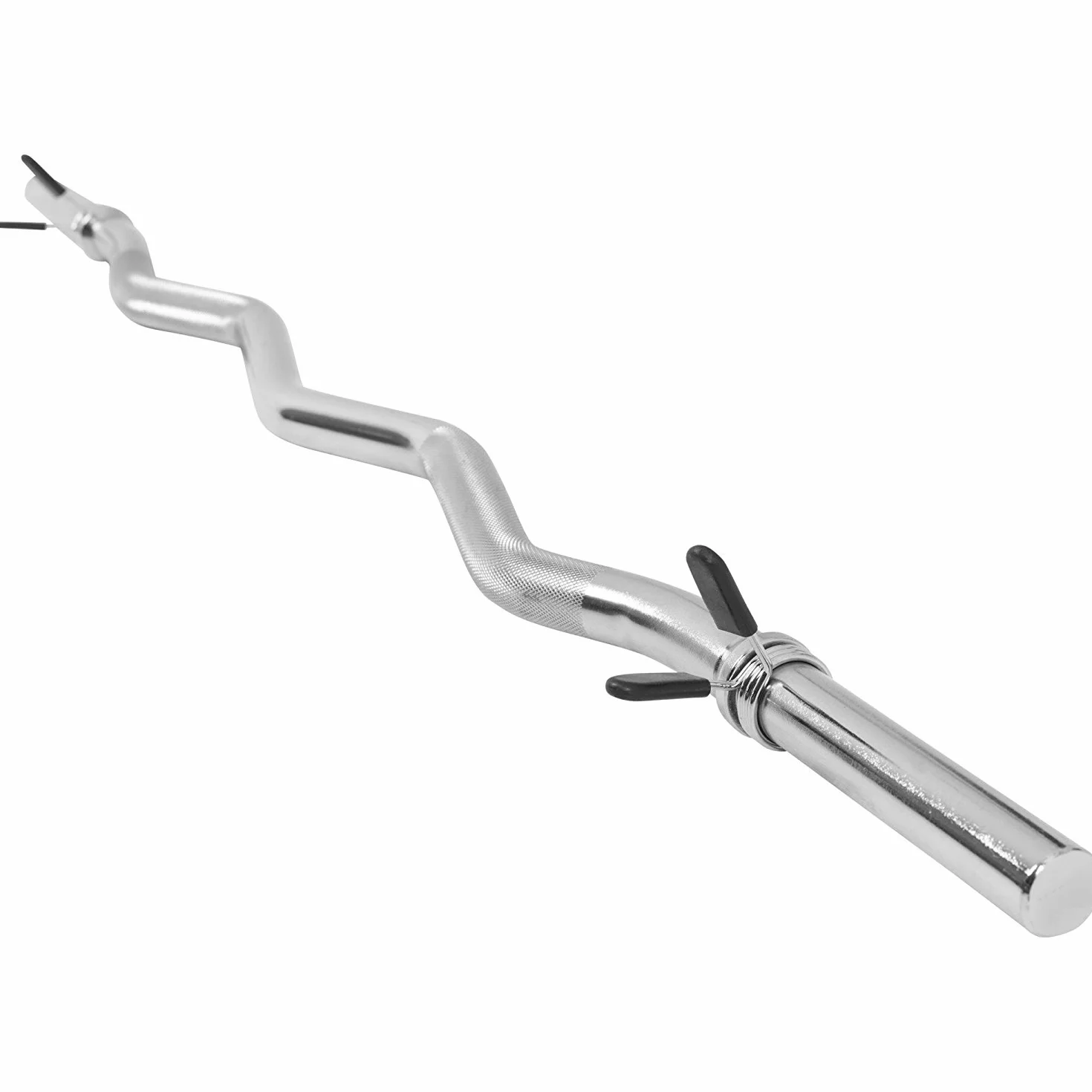 GORILLA SPORTS® Bilanciere Curvo EZ – 120cm, Ø30mm, Acciaio Cromato, Collari a Molla, Antiscivolo, Max 180kg – Barra Curl per Bicipiti, Tricipiti, Allenamento, Sollevamento Pesi, Palestra, Fitness