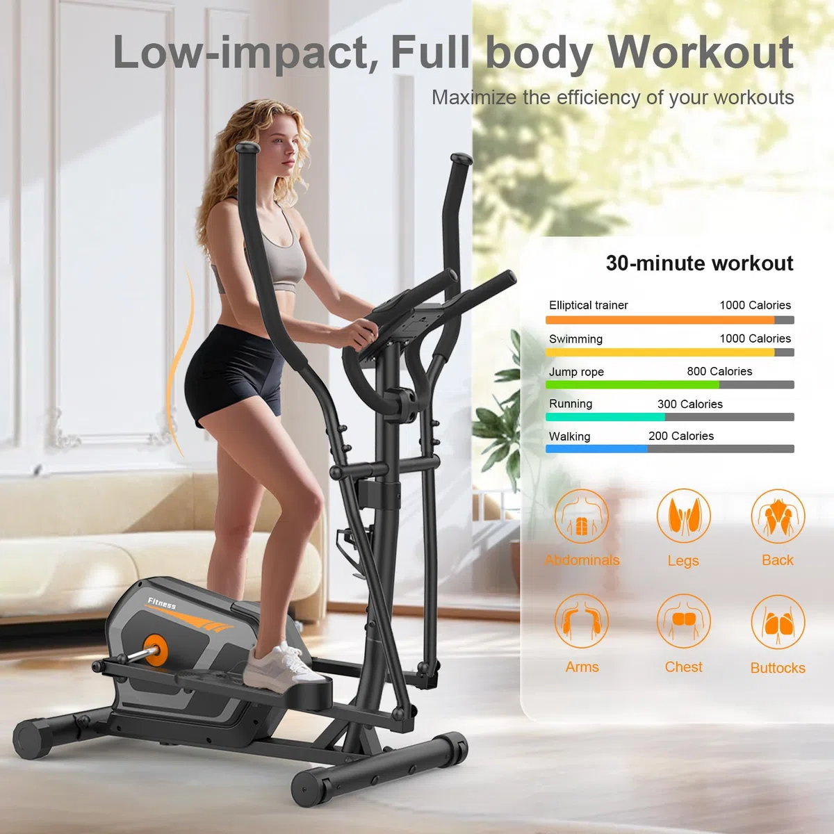 Neezee Ellittica,Macchina Ellittiche Magnetica con 16 Livelli di Resistenza,display LCD,Portaborraccia,Pedali antiscivolo,Capacità di Peso fino a 130KG,Cyclette Ellittica da Casa