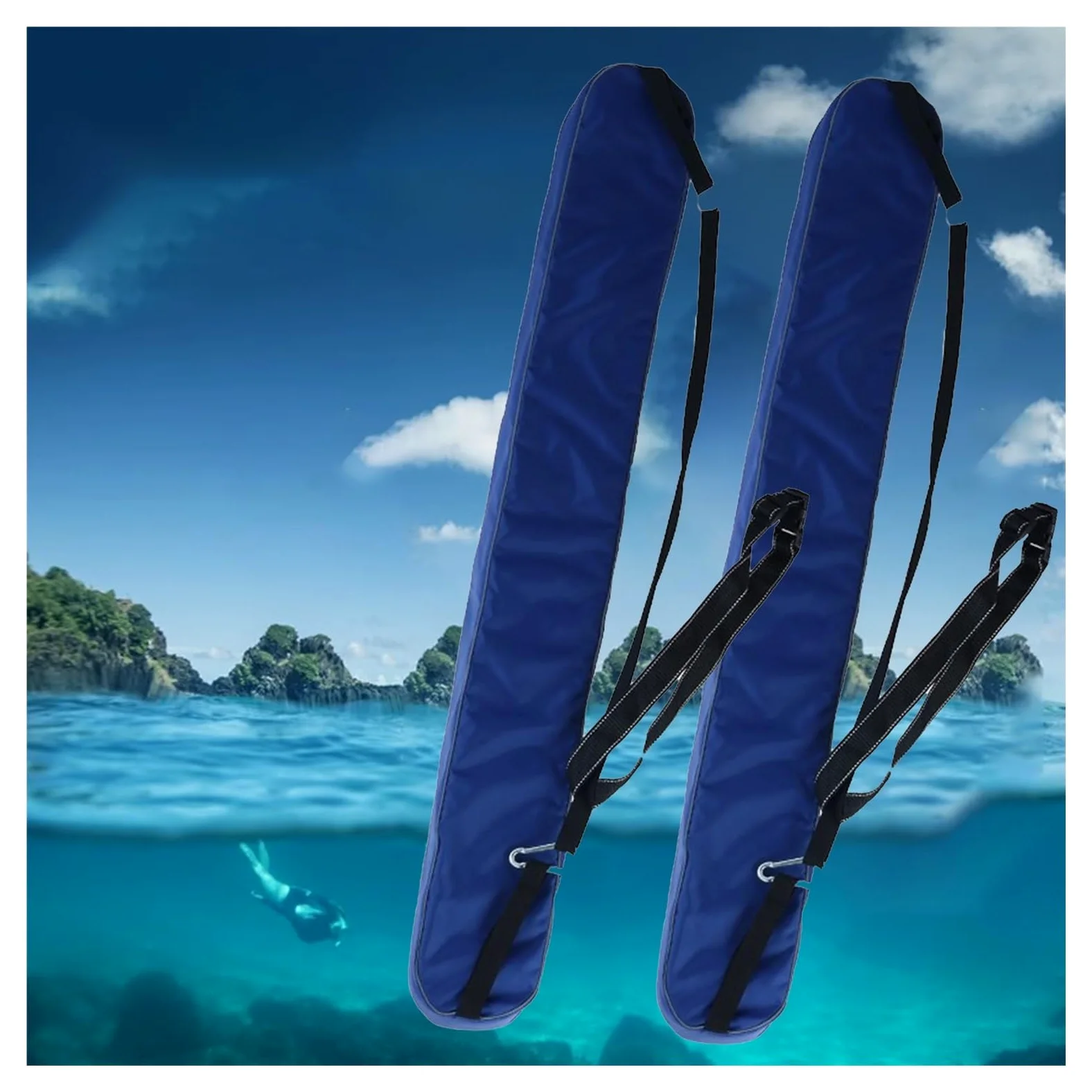 Confezione da 2 tubi di salvataggio per bagnini per adulti, attrezzatura di sicurezza per piscina con fischietto, 122,9 x 15 cm, per salvataggio in acqua all'aperto