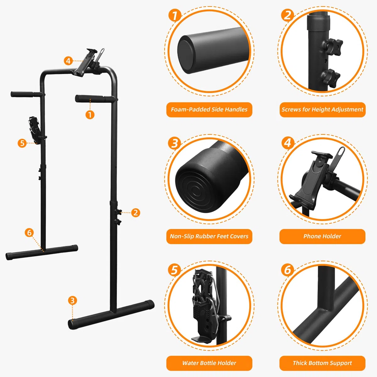 Manubrio Solo per Walking Pad, Maniglia per Tapis Roulant Piccolino Braccioli Regolabili in Altezza con Supporto per Telefono e Portabicchieri