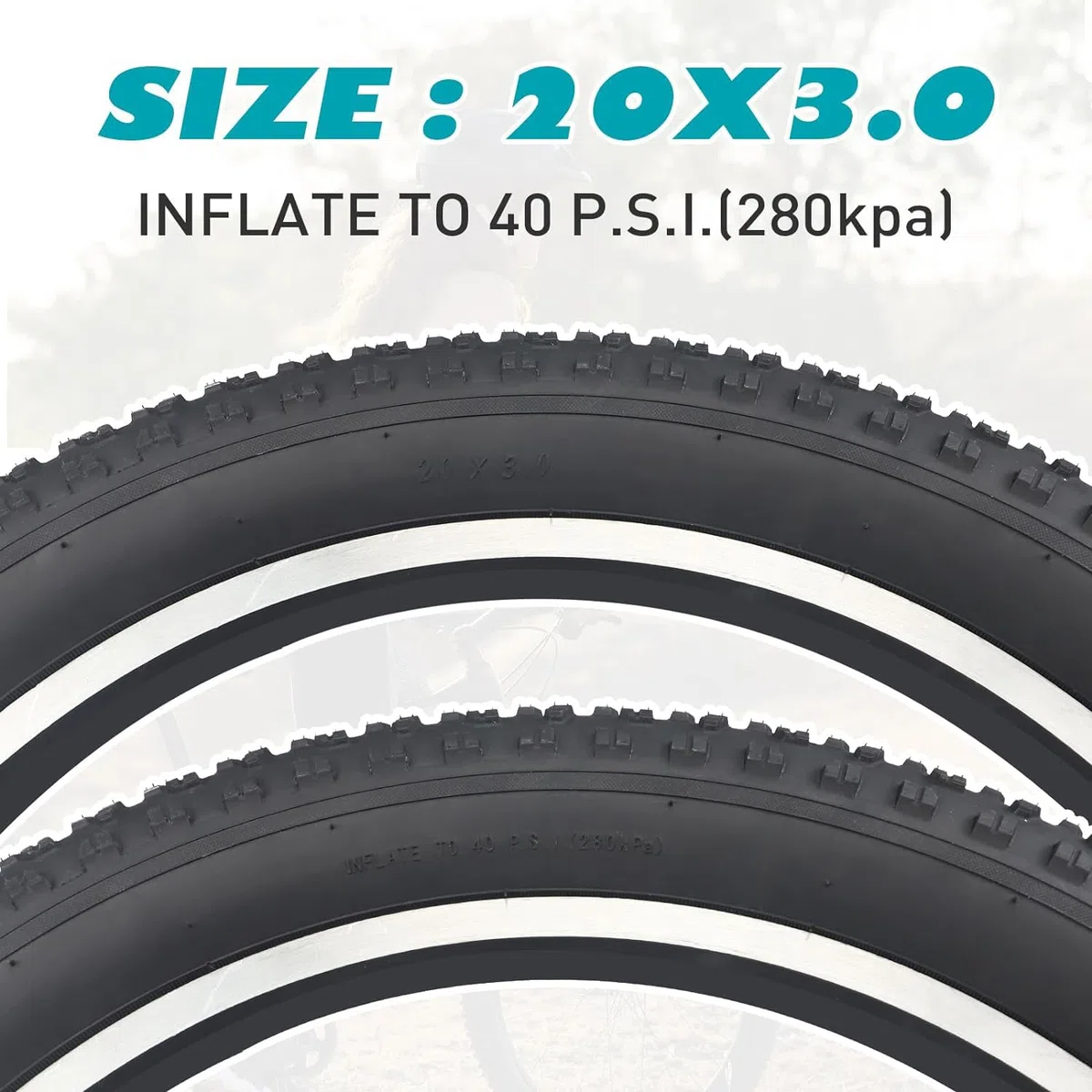 Fat Bike Tires 20 pollici pneumatici per bicicletta elettrica 20 x 3,0 e 2 pezzi di tubo da 20 pollici 20 x 3,0 AV35 mm Heavy Duty E-Bike Mountain Snow Bike