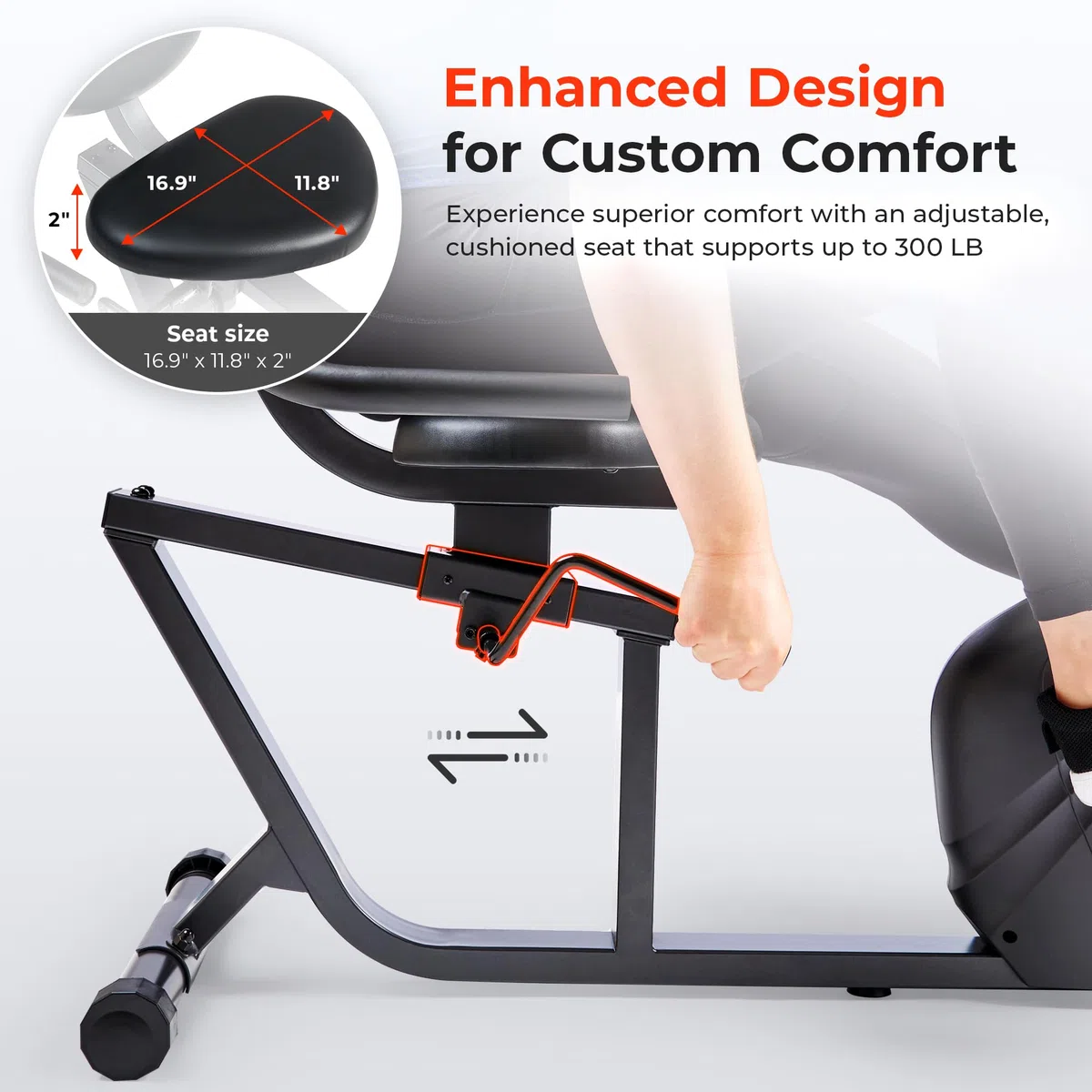 Sunny Health & Fitness Cyclette Orizzontale per a Basso Impatto Cardio | App SunnyFit, Resistenza Magnetica a 8 Livelli, Sedile Regolabile, Sensori Cardio, Portata Fino a 120 kg