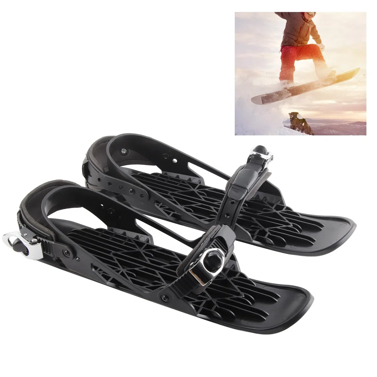 Mini Pattini da Sci, Racchette da Neve, Scarpe da Skateboard da Neve Regolabili, Mini Pattini da Sci Corti per Sport Invernali all'Aria Aperta, Attrezzatura da Sci per Sport