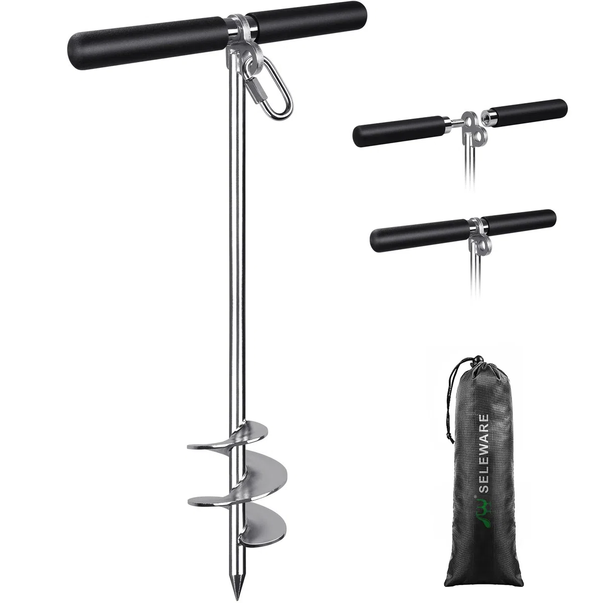 SELEWARE Ancoraggio per sabbia per barche a vite con design a doppia elica, per acque poco profonde, in acciaio inox, ancoraggio da spiaggia per barche sicure, moto d'acqua, kayak e altro su spiagge e