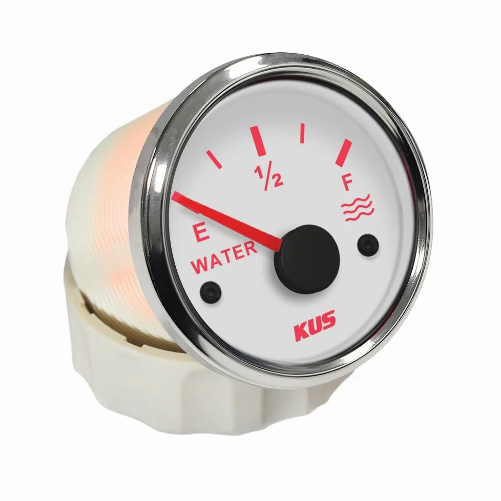 KUS Waterproof 52mm Water Level Tank Meter Gauge Indicator 0-190ohm for Auto Marine Vehicles 12 24 Volts
