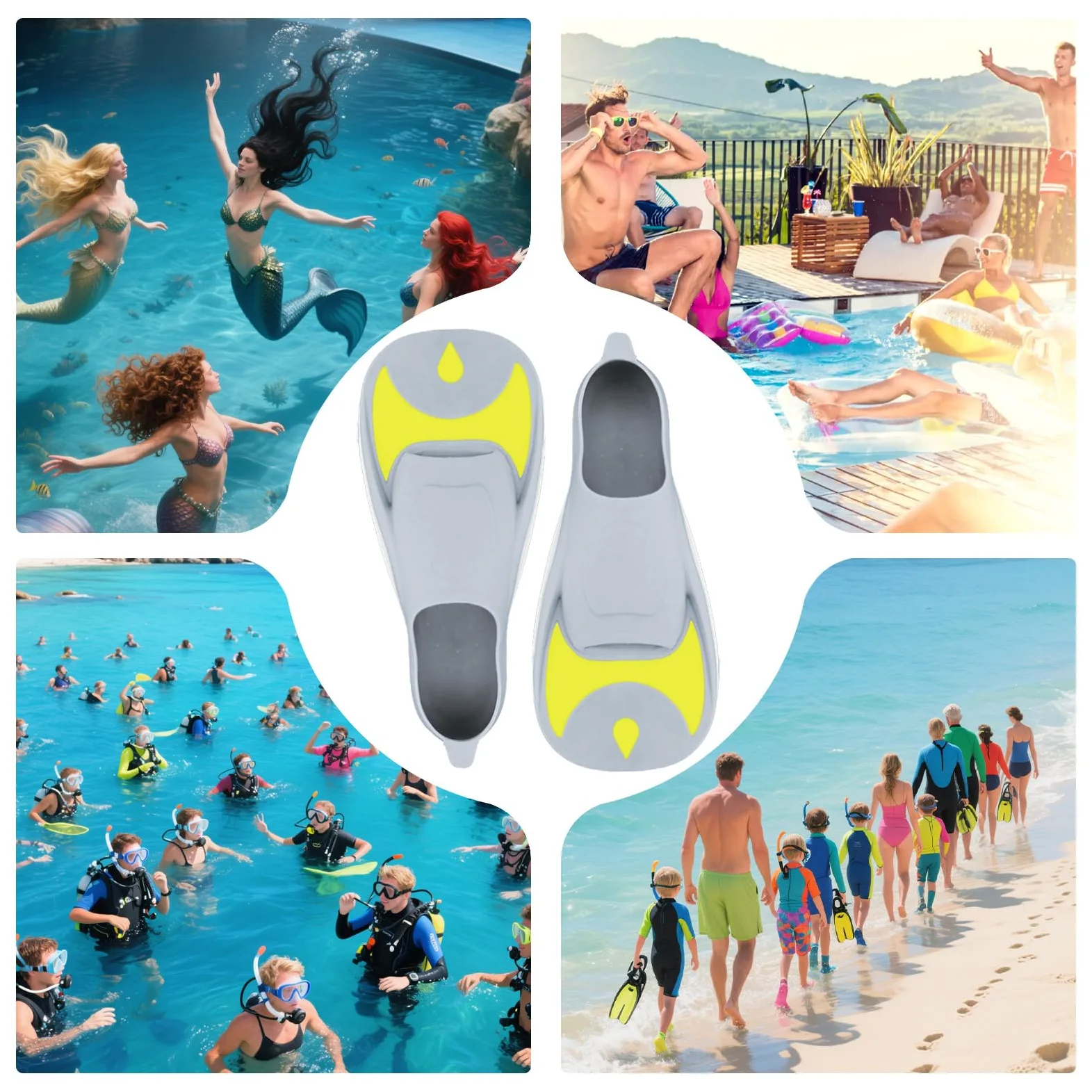 Pinne da nuoto – Pinne di stabilizzazione ergonomiche portatili, per bambini, per il nuoto, per allenamento, bodyboard, viaggi, uomini, donne e ragazzi