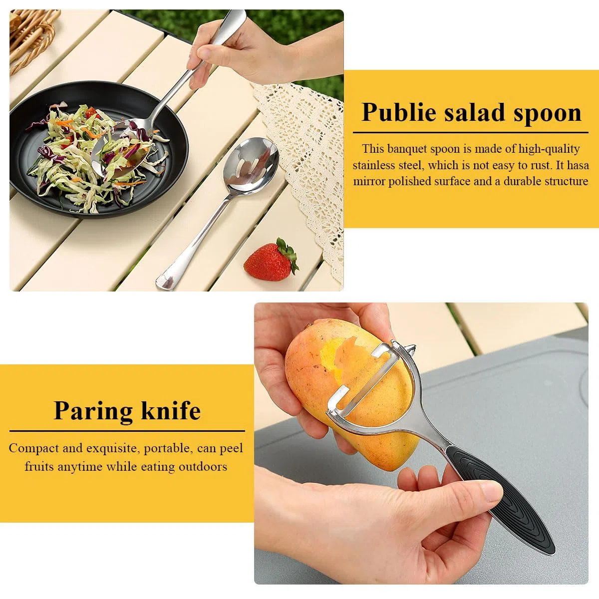 HOMQUEN Camping Essential Attrezzatura da tavola da Campeggio, Utensili da Cucina da Campeggio Camper Accessori da Campeggio, Escursioni all'aperto, Picnic, Barbecue Regali, Strumenti da Campeggio