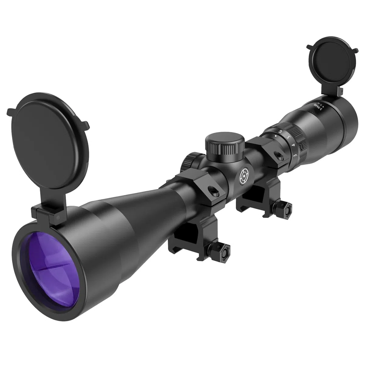 Paike 3-9x40 Cannocchiale da puntamento Lente viola speciale con cannocchiale da caccia Flip Cover con attacco da 20 mm