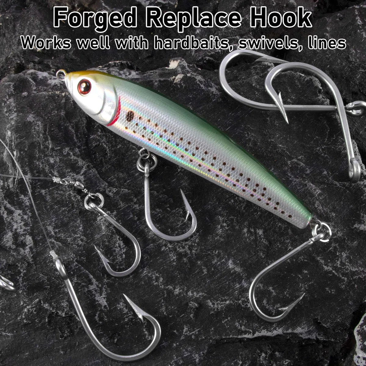 Dr.Fish Confezione da 20 ami da pesca per tonno in acqua salata Big Game Shark Tarpon Ganci Live Bait Circle Hook in acciaio inossidabile forgiato 7691S Amo da pesca gigante non offset