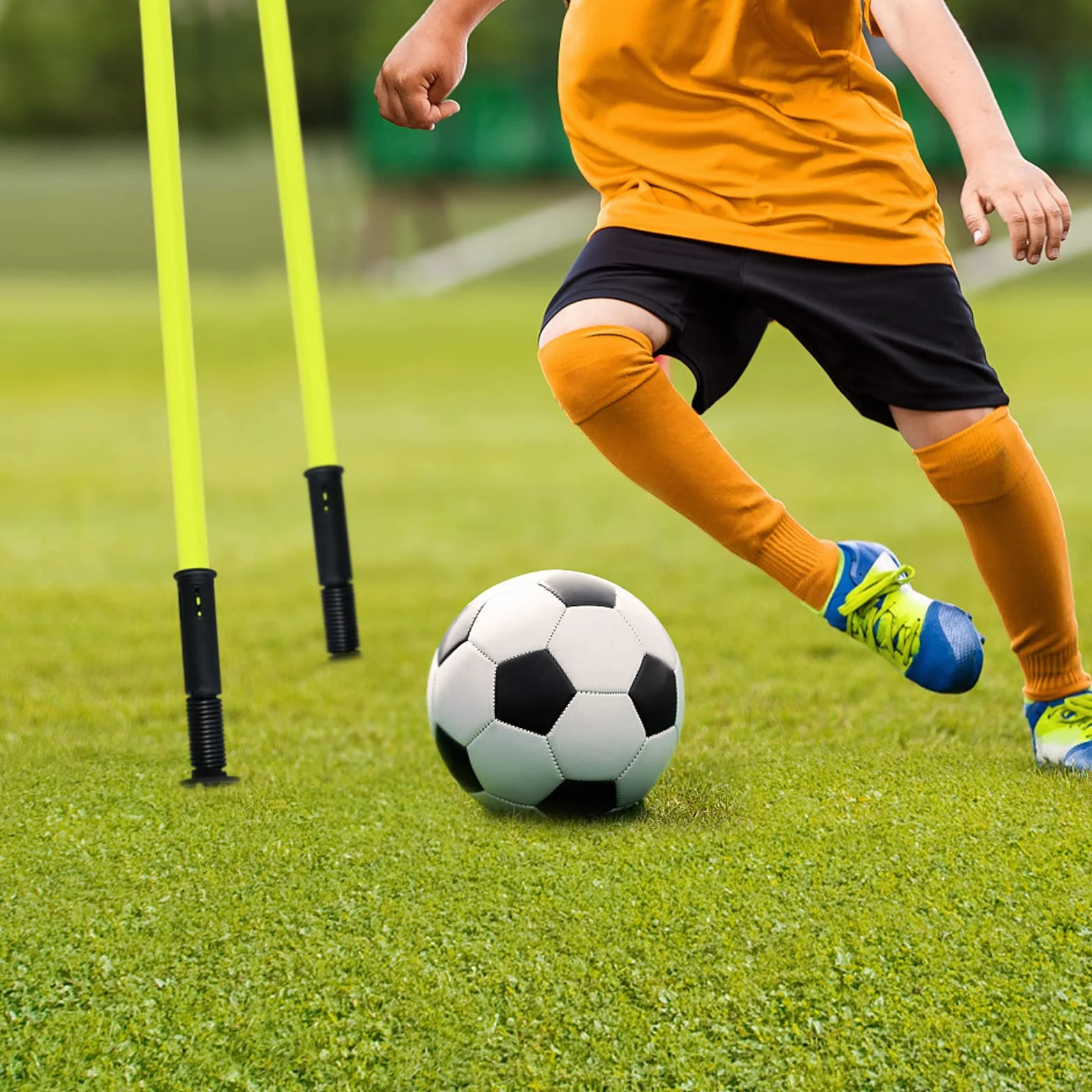 UISEBRT Slalom Poles - Set di aste da calcio, con custodia, per agilità e coordinazione